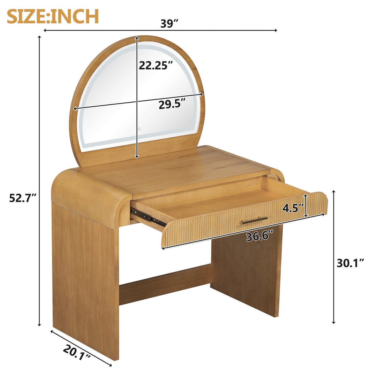 39" Makeup Vanity Table with Lighted Mirror