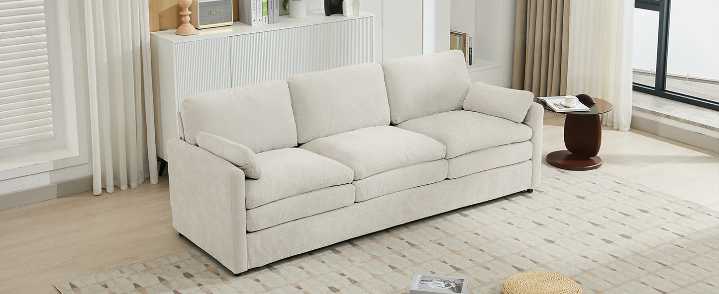Cozy Upholstered 3-Seater Sofa with Plush Double Cushion and Ergonomic Design