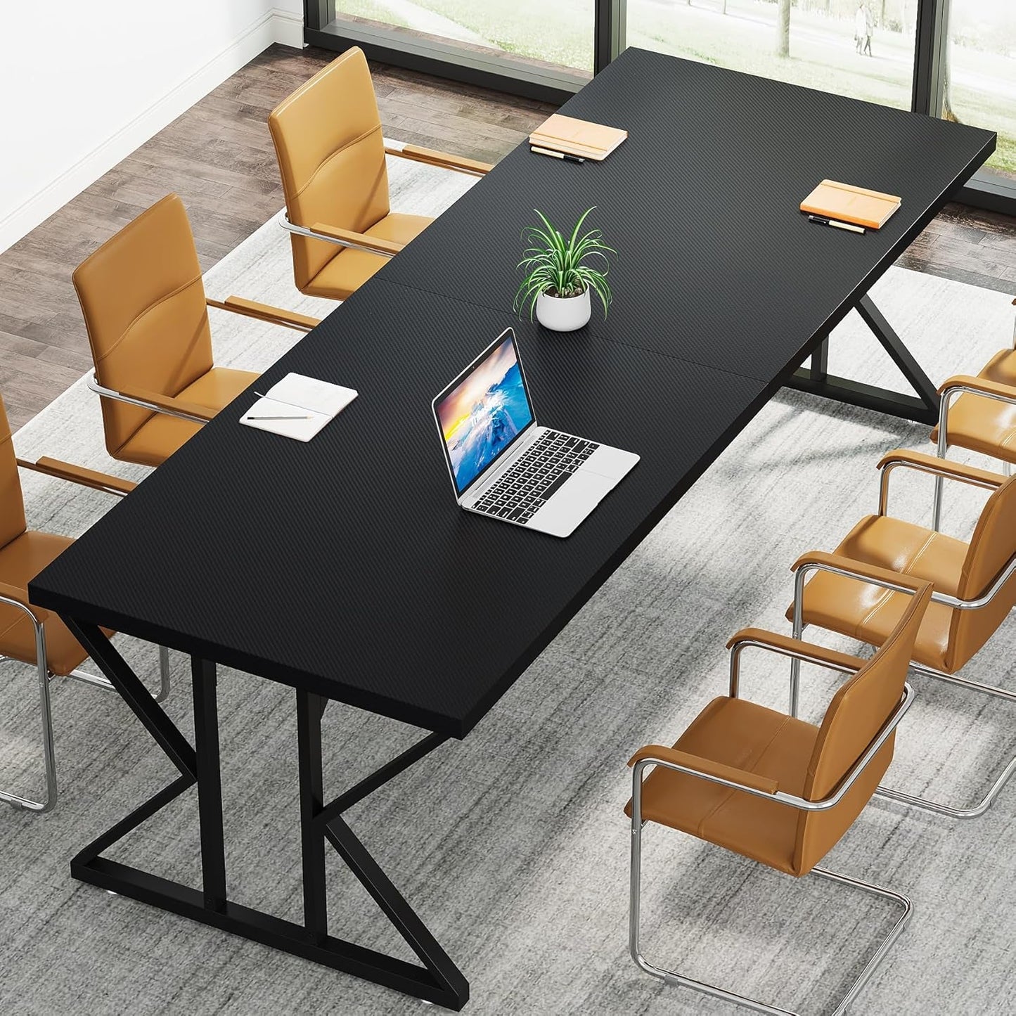 78.7 Inch Black Executive Desk Home Office Computer Desk