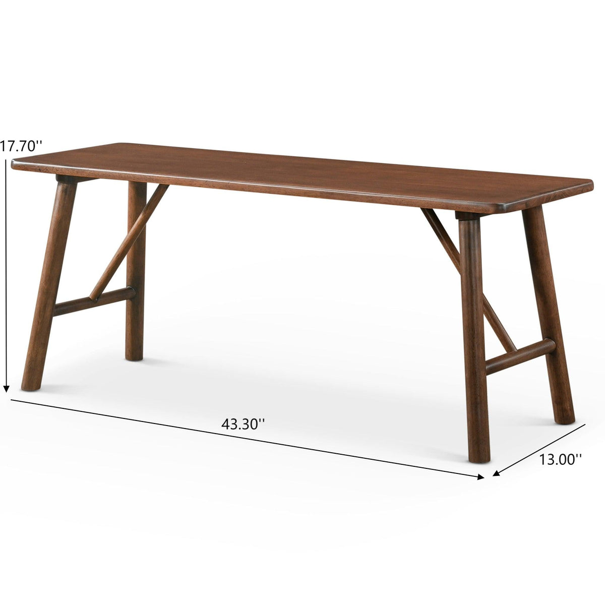 Versatile Solid Wood Molly Bench with Mid-Century Design