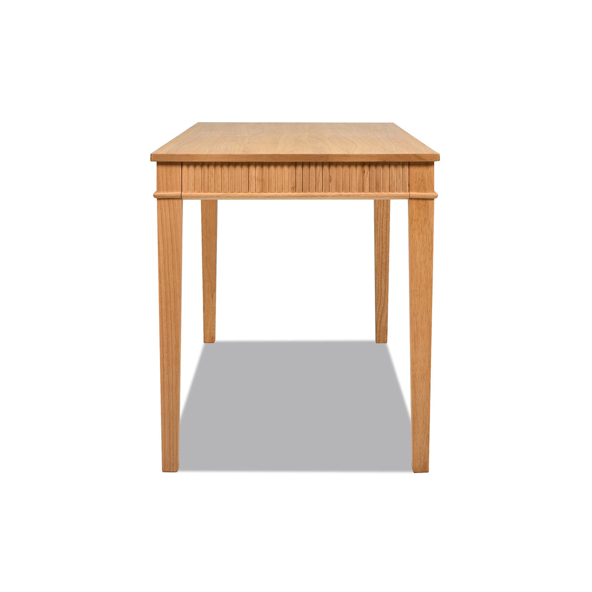 Dumont Modern Farmhouse 1-Drawer Fluted Home Office Writing Desk, Natural Blonde Solid Rubberwood & Rubberwood Veneer