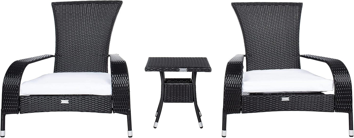 Outdoor Edna Black White Cushion 3 Piece Patio Lounge Set
