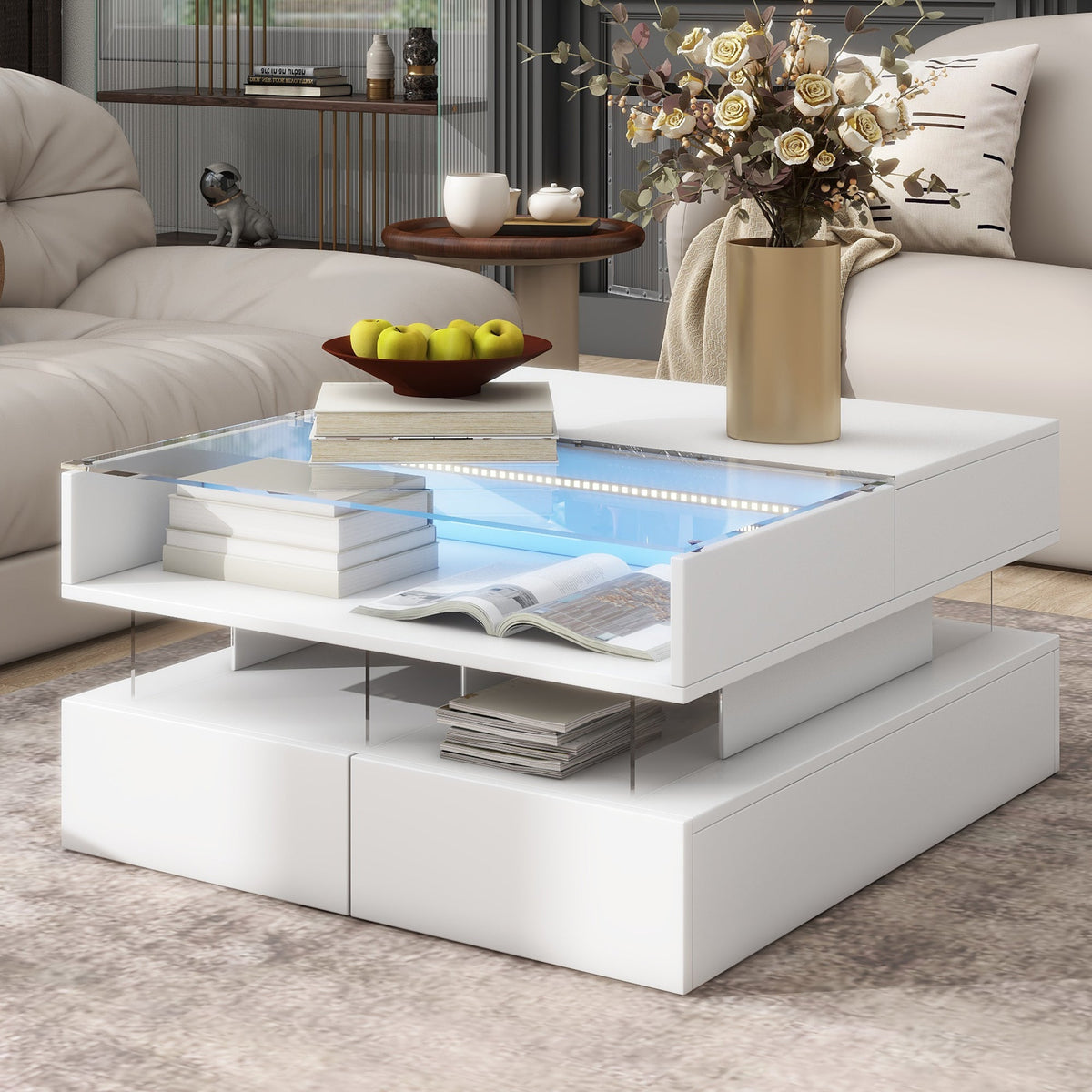 Vibe Haus Lift-Top Coffee Table with 2 Drawers