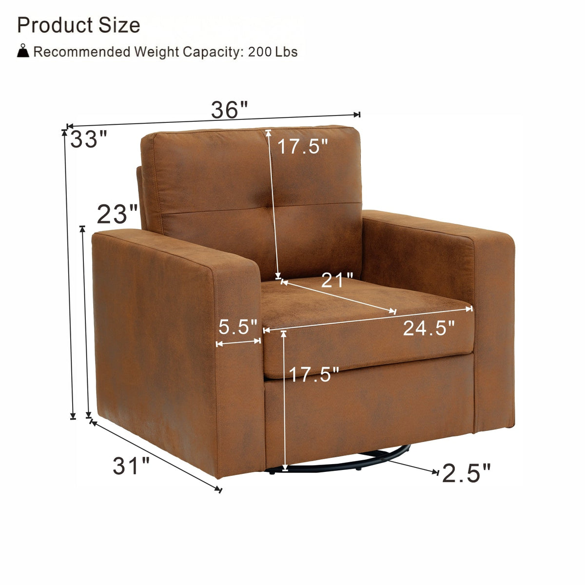 Degree Rotation Single Sofa Chair