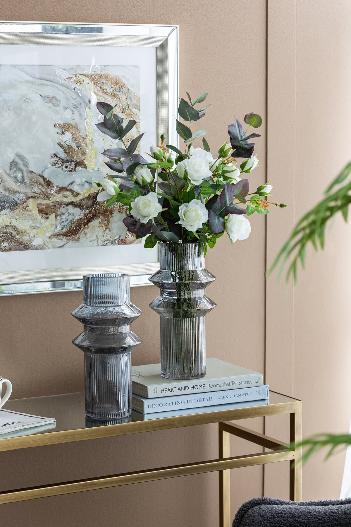 D5.9x11.8"H Fluted Accent Vases Set of 2