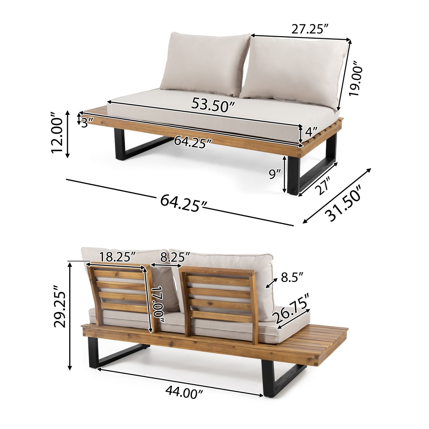 Sebastian Hand Crafted 4-Piece Sofa Set with Water-Resistant Cushions