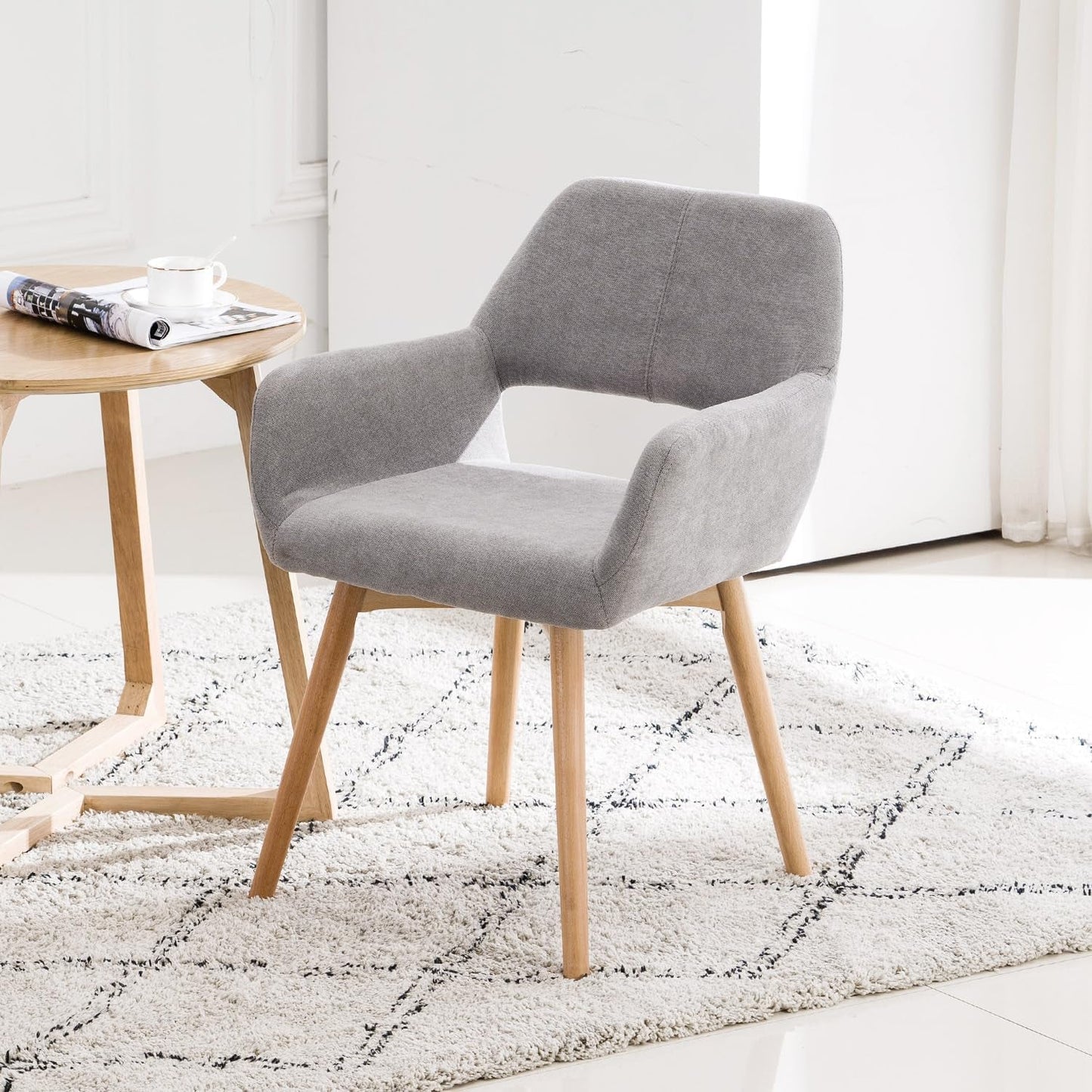 Mid Century Modern Upholstered Accent Chair Gray No Wheels