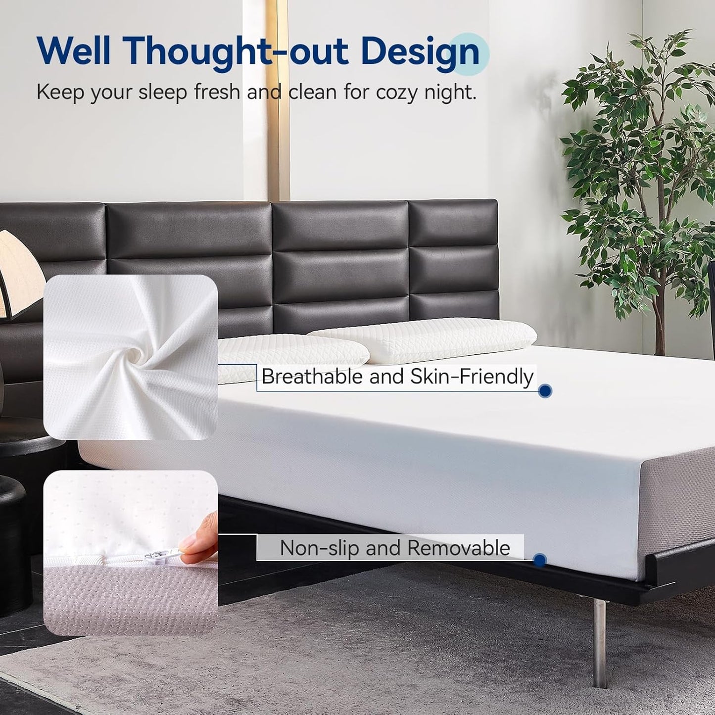 Memory Foam Mattress Full Size White Grey Hypoallergenic