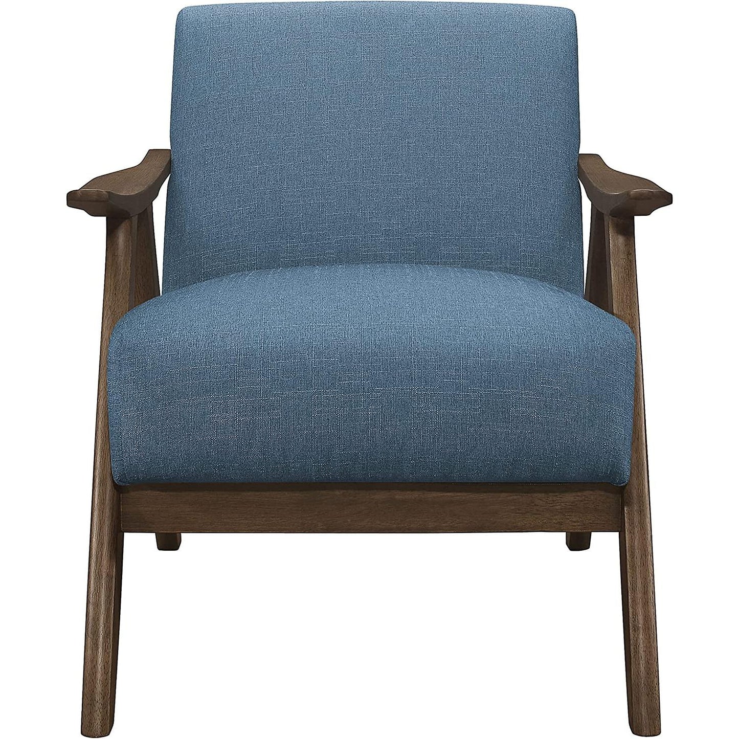 Blue Elle Accent Chair With Linen Upholstery Retro Style
