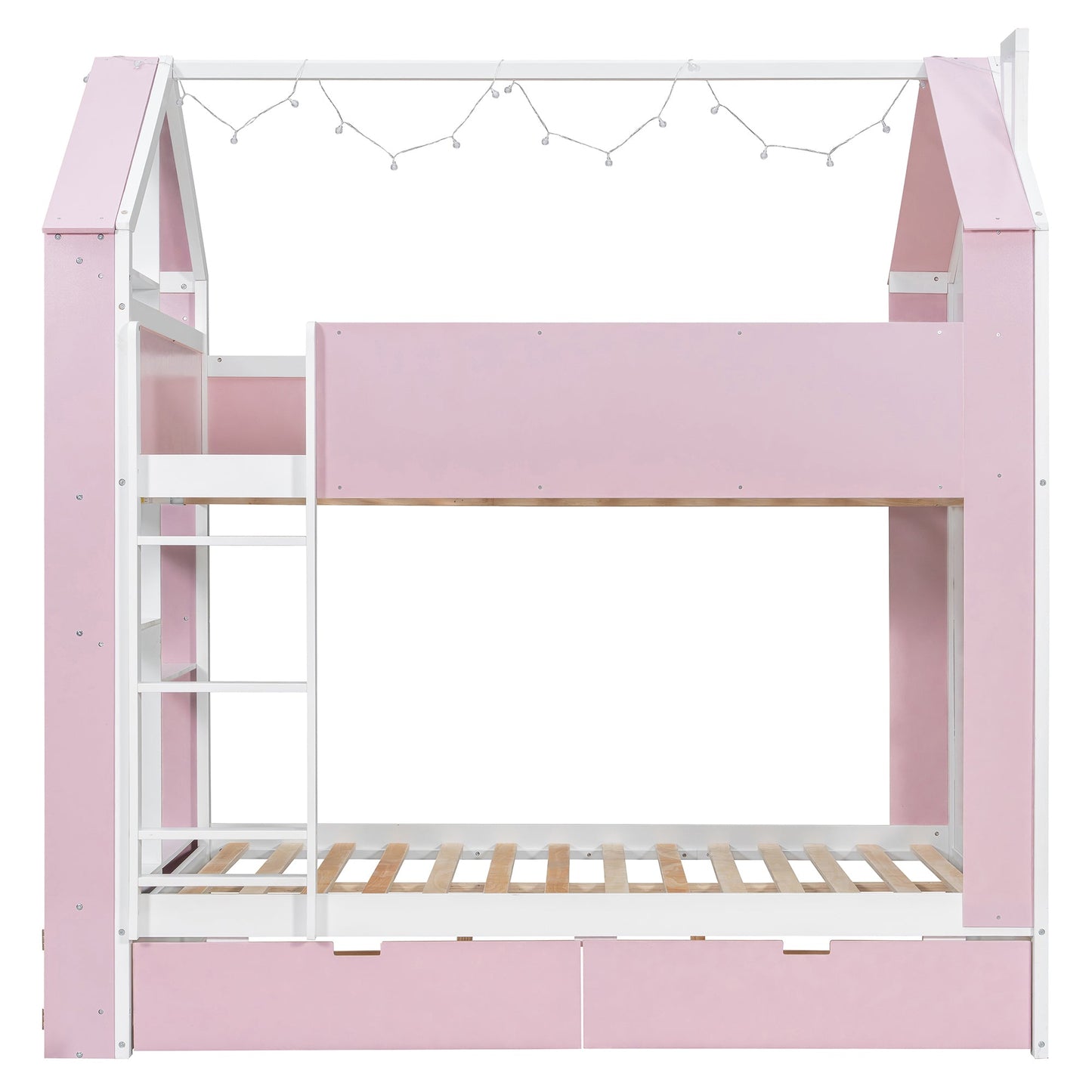 Full Size Bunk Bed with Storage Drawers & Shelves