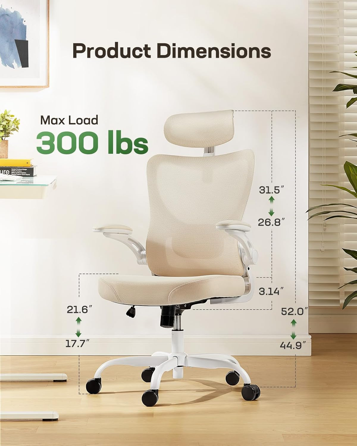 Ergonomic Office Chair White Mesh Back And Adjustable Lumbar