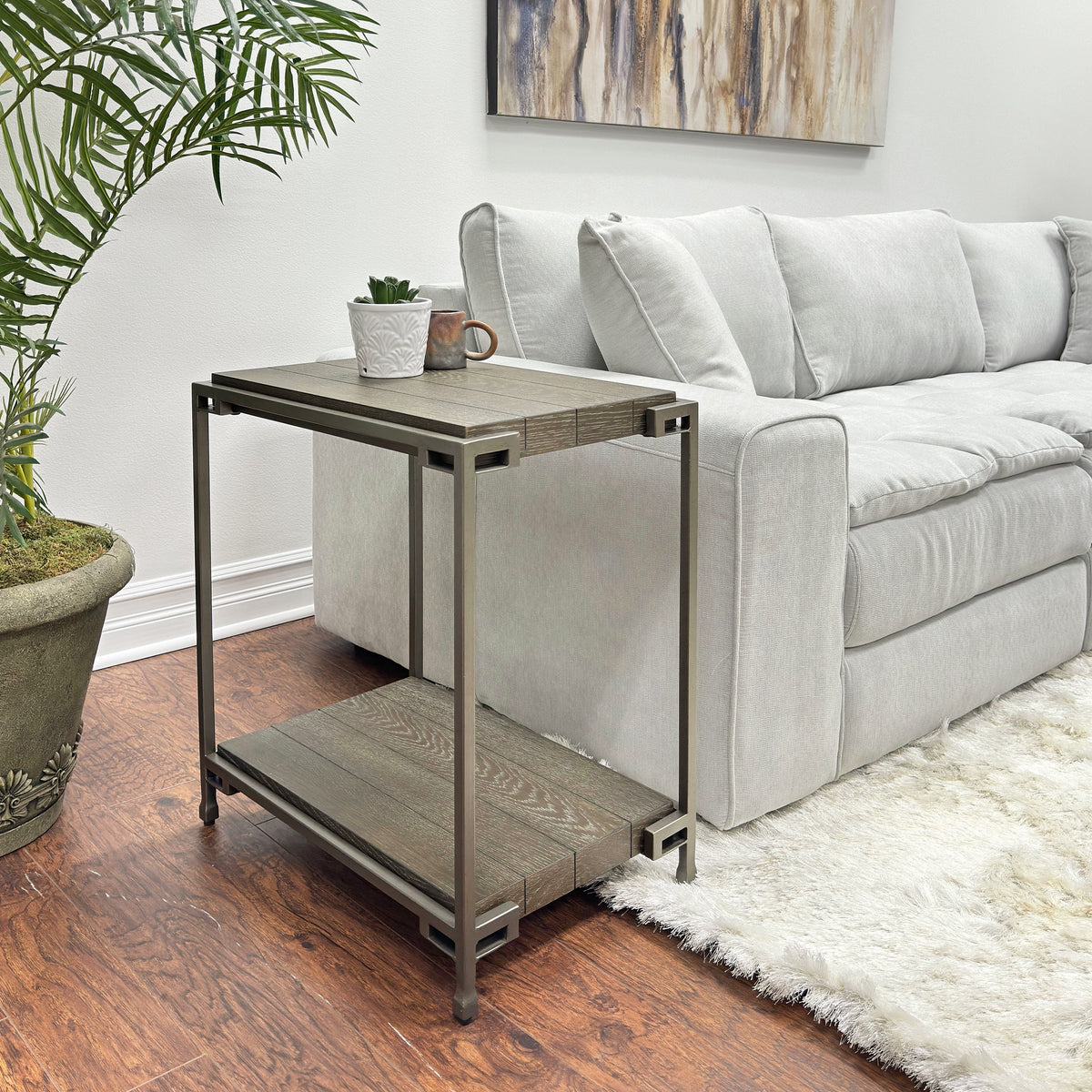 Corbeta 3-Piece Metal Frame Wood Living Room Coffee Table Set