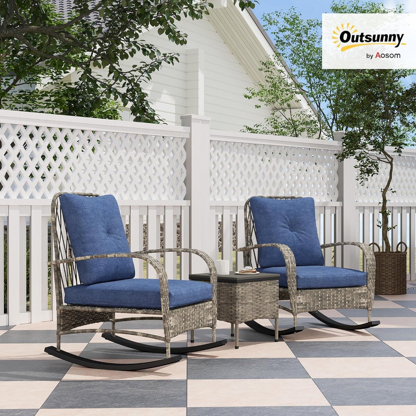 Stylish Three Piece Wicker Patio Furniture Set