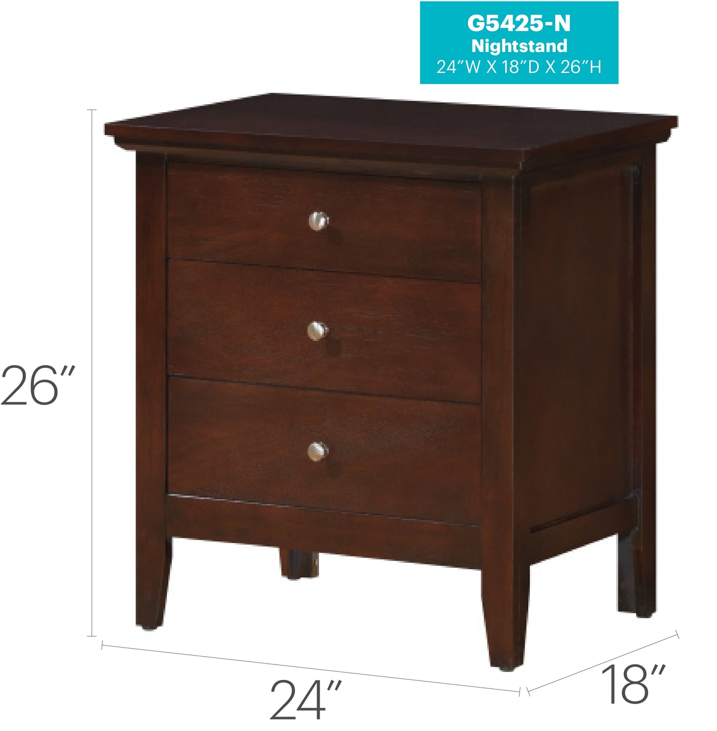 Hammond G5425-N 3 Drawer Nightstand