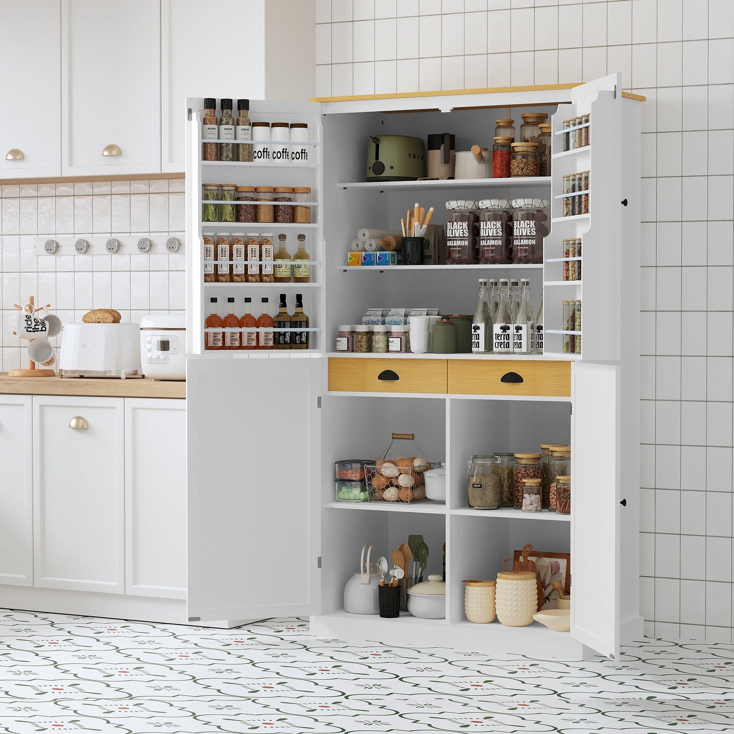 TOPMAX 40.2" High Freestanding Kitchen Pantry