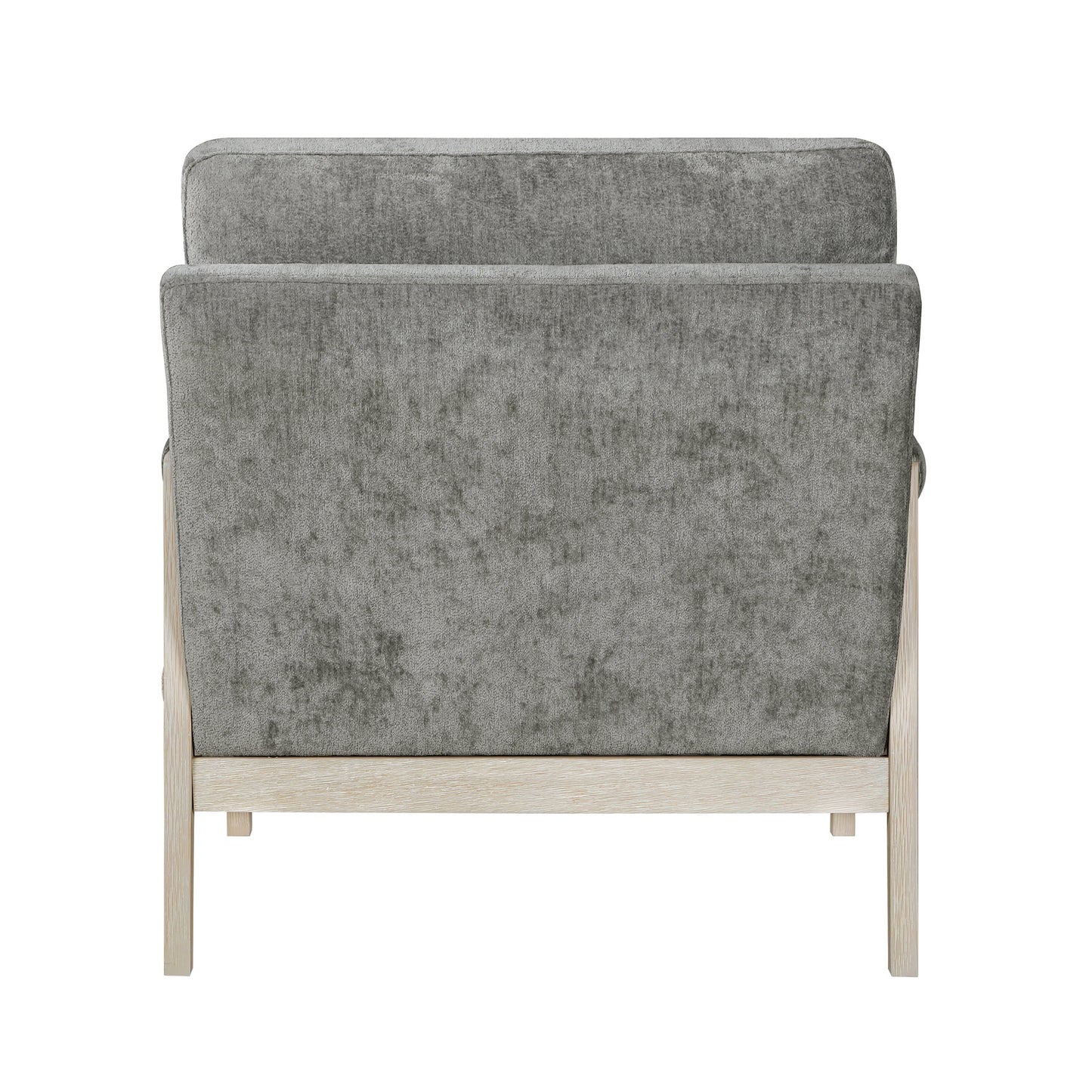 Modern Home Accent Chair Cushion Seat Back Chenille Fabric Upholstery Brownish Gray Solid Wood Furniture 1pc