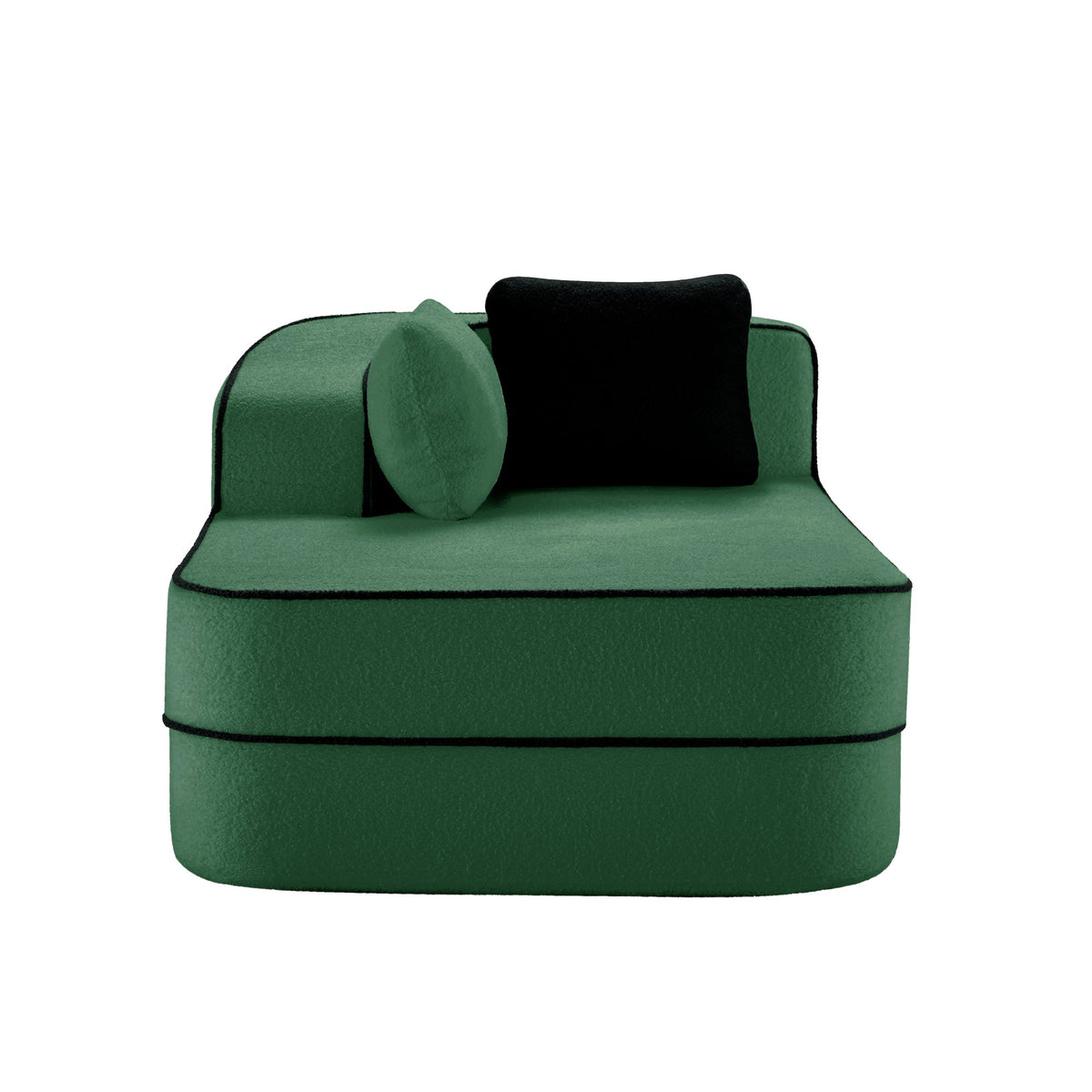 Elysees Left Chaise Sofa with Pillows Teddy Fabric - Green