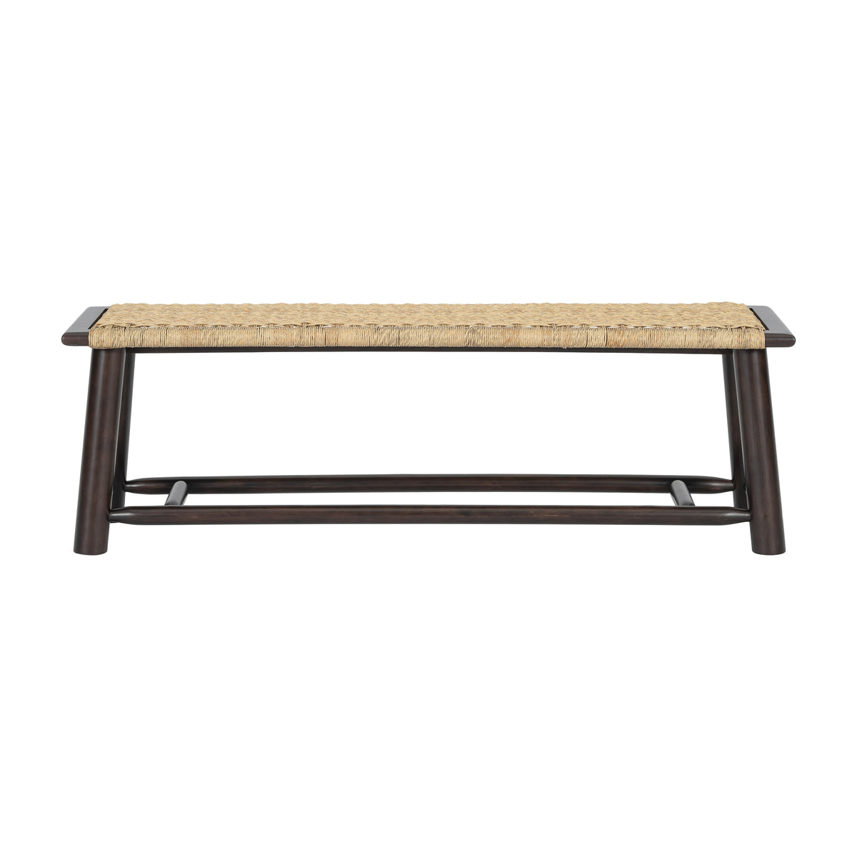 Farmhouse Modern Solid Wood Rattan Bench - 59 Inch