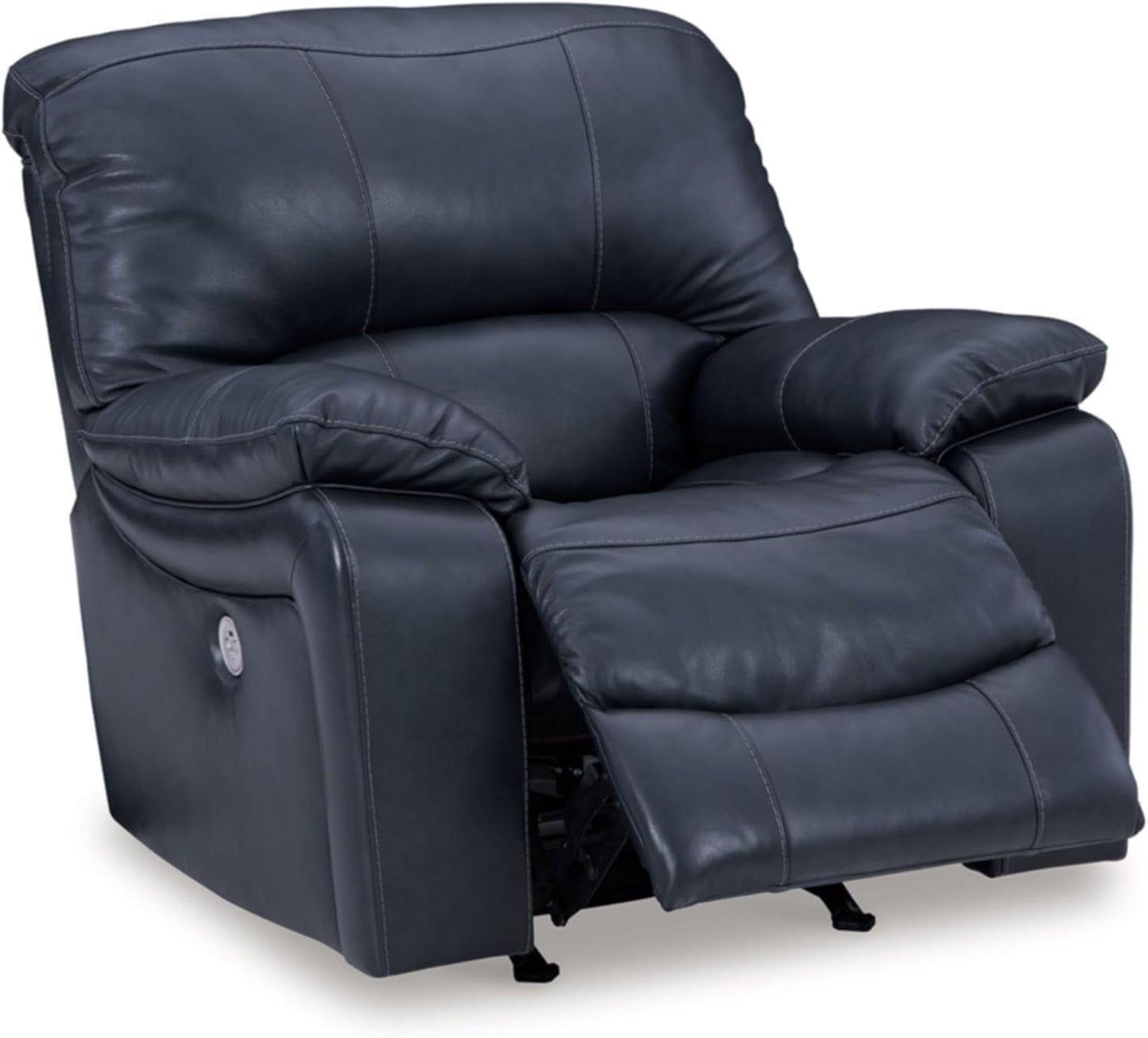 Modern Blue Leather Match Power Rocker Recliner With USB Port