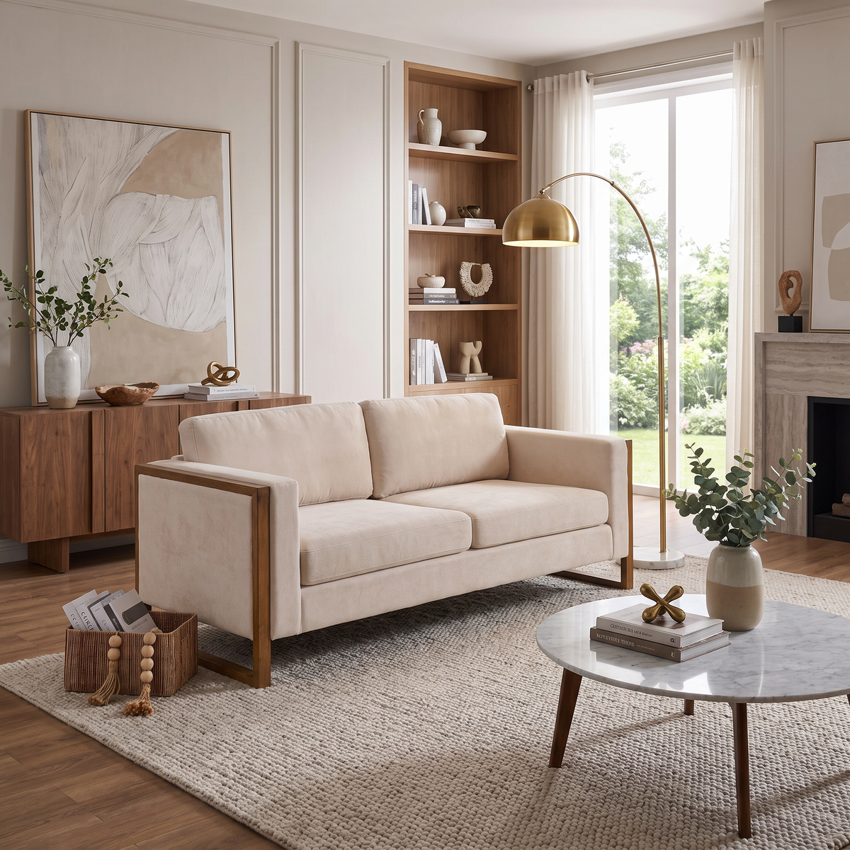 79" Modern Sofa with Solid Wood Legs