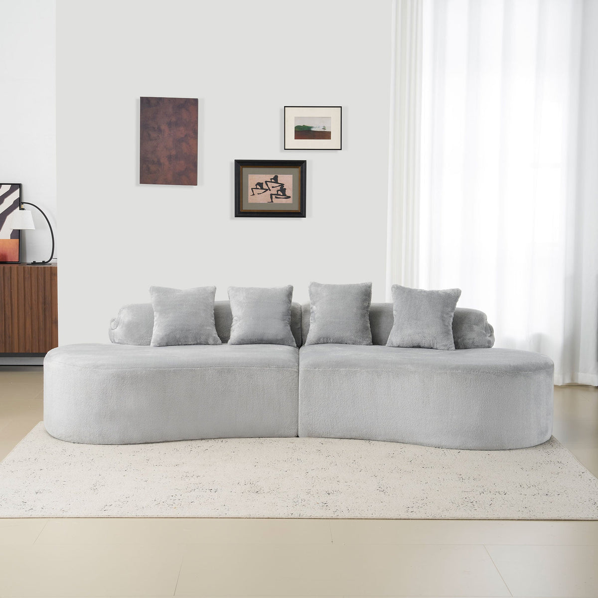 Modern and Simple Curved Flannelette Sofa