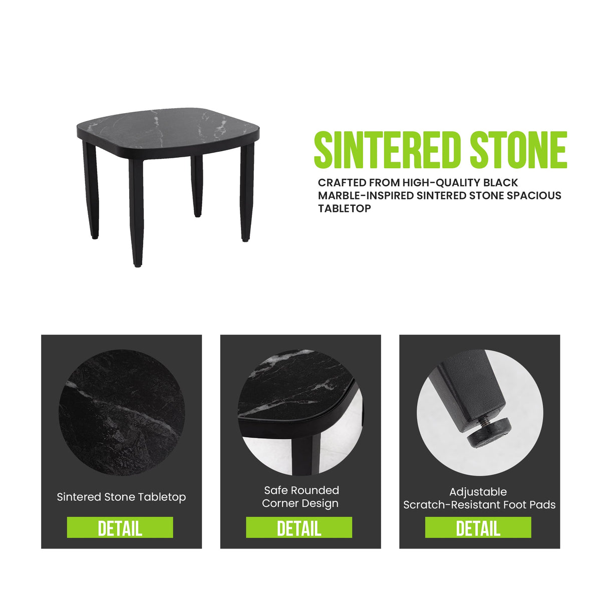 3PC Outdoor Aluminum Patio Chat Set
