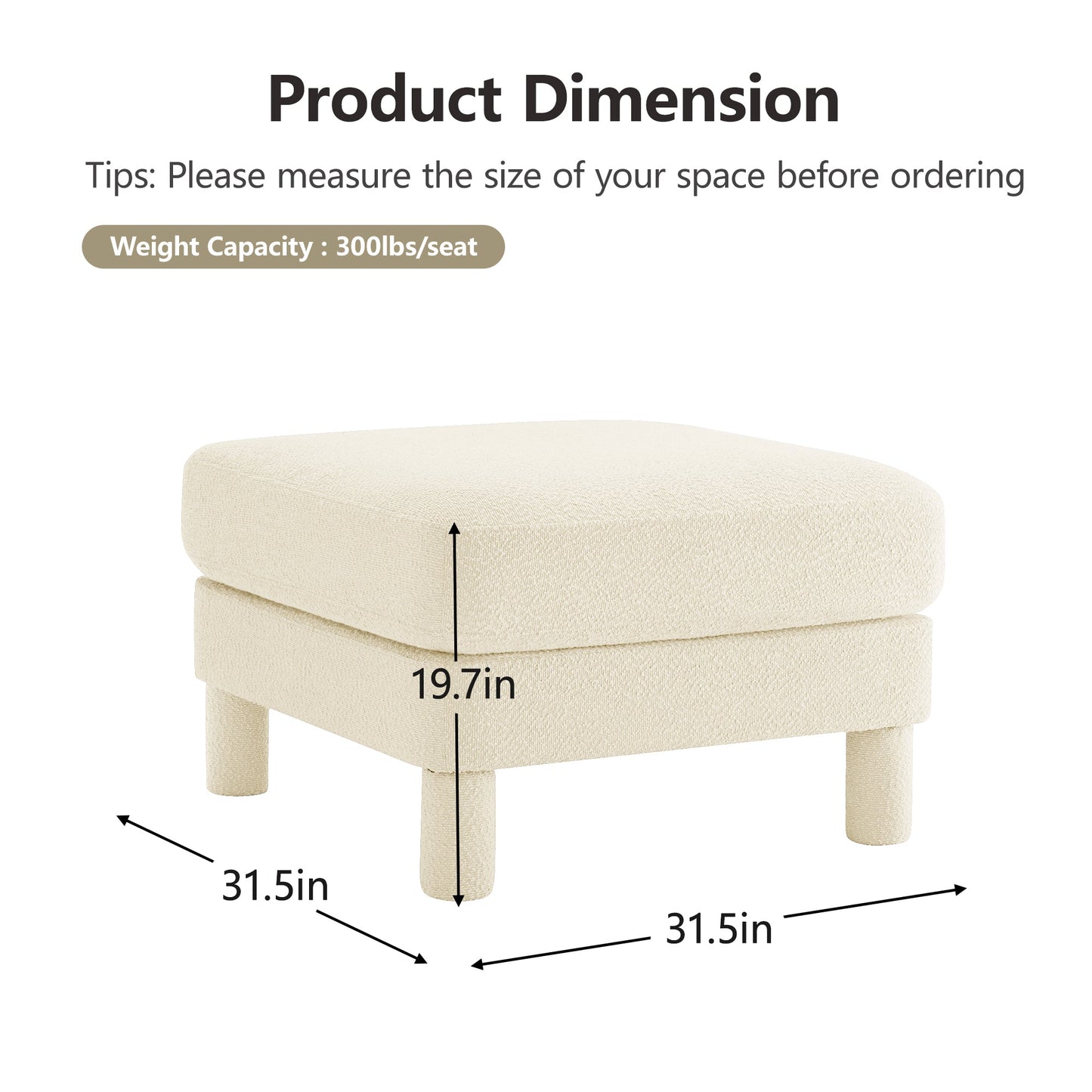 Premium Polyester Beige Ottoman