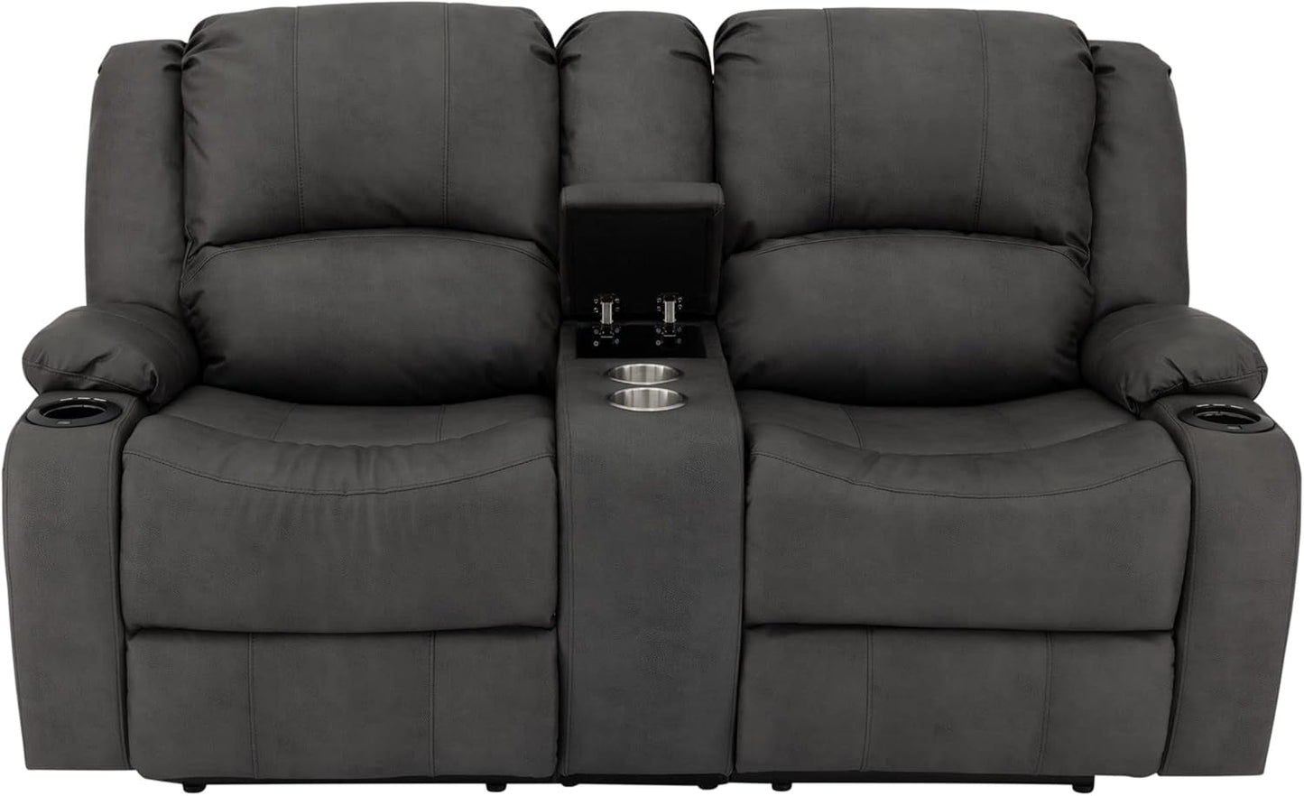 67 Inch Powered Wall Hugger Recliner Sofa Gunmetal Fabric