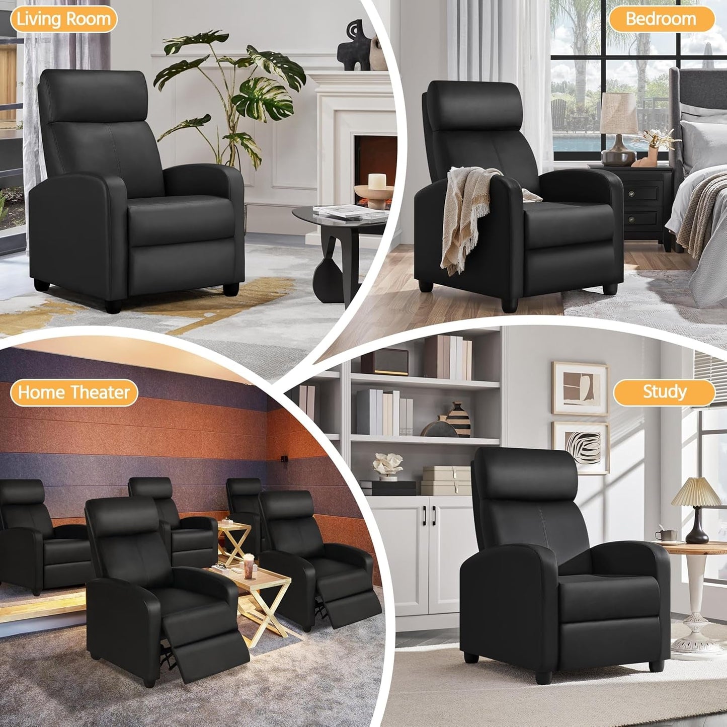 Modern Recliner Sofa With Lumbar Support And Plush Comfort