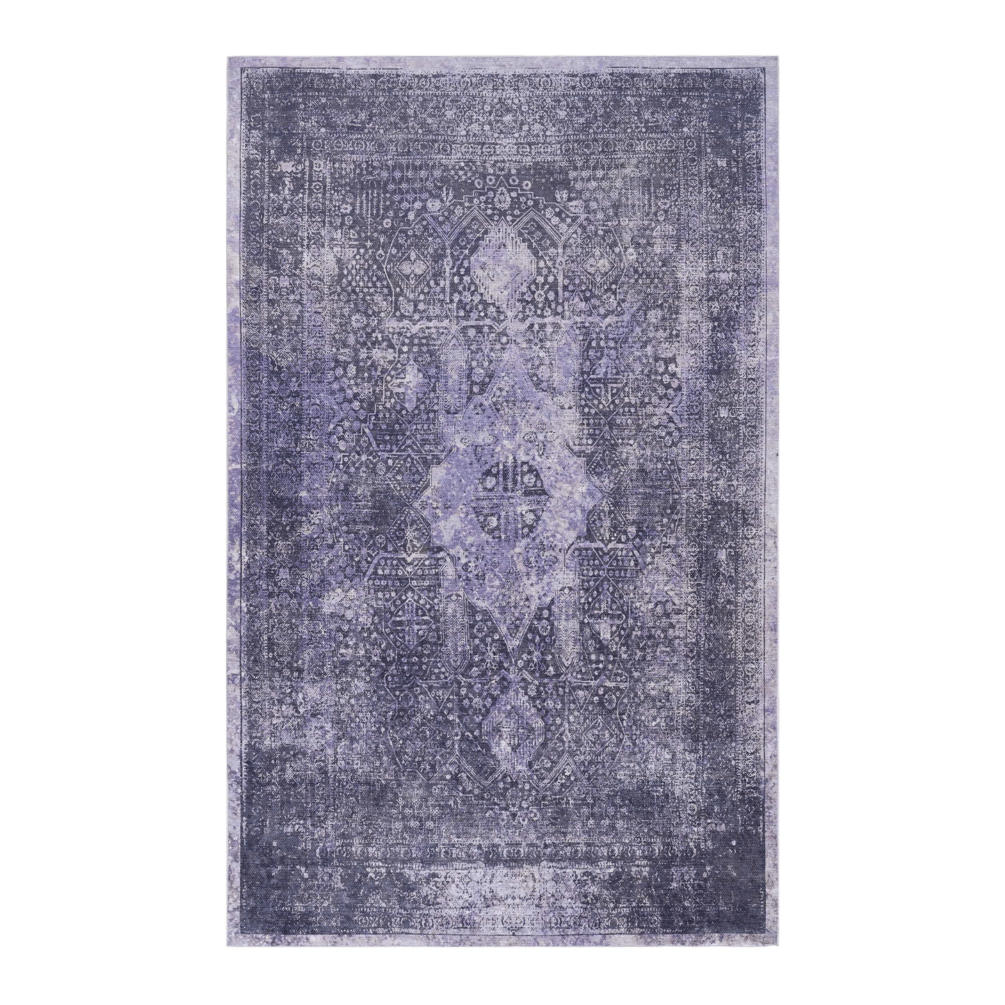 Area Rug 3x5, Washable Rug, Low-Pile, Non-Slip, Non-Shedding, Foldable, Kid & Pet Friendly - Area Rugs for living room, bedroom, kitchen, dining room rug - Perfect Gifts, (Anthracite, 3' x 5')