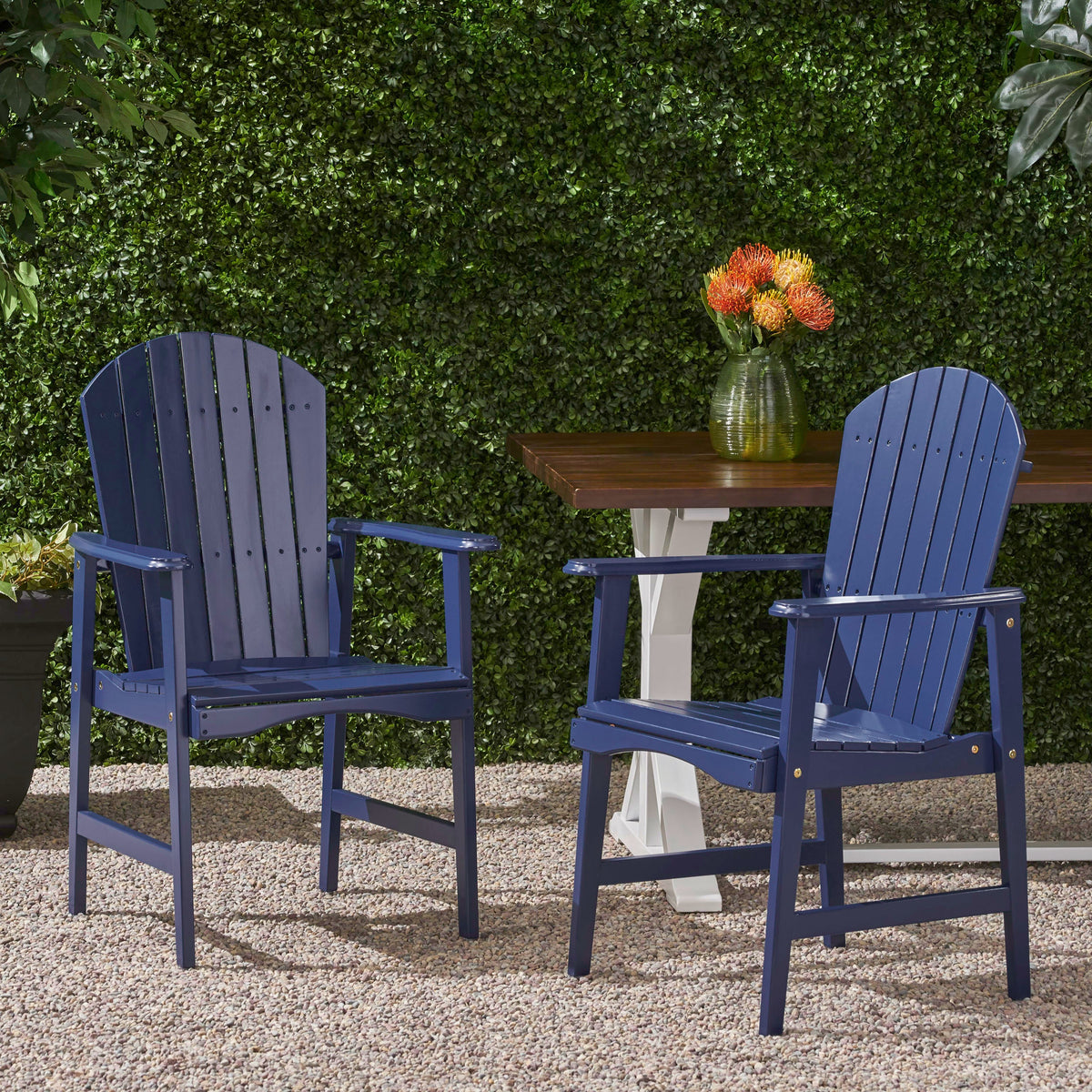 Outdoor Weather Resistant Acacia Wood Adirondack Dining Chairs