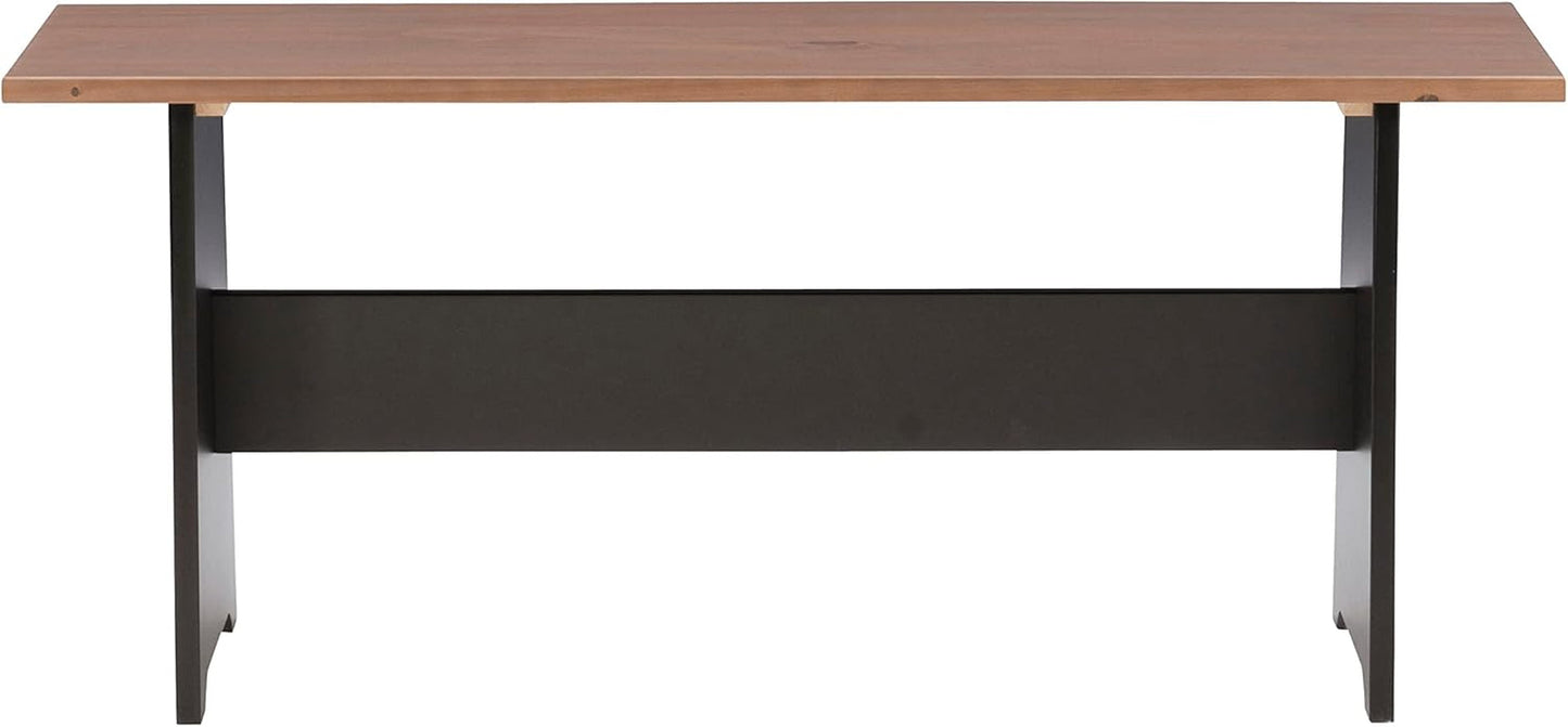 Black Pecan Five Seat Dining Set With Storage Benches