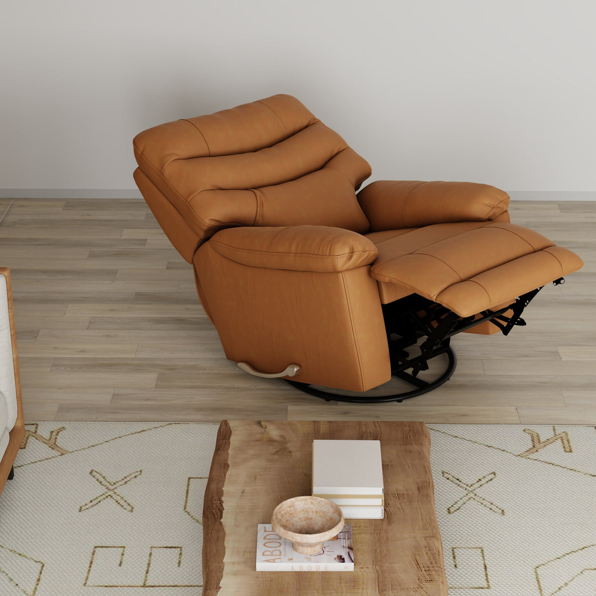 Global Home Swivel Glider Recliner with Manual Footrest In Oslo Antelope