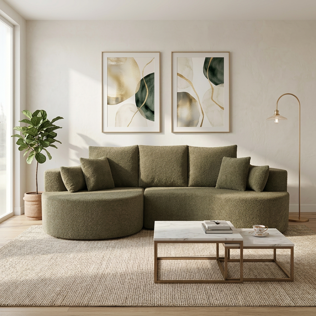 106 Inch 2-Piece Fabric Cloud Curved Sectional Corduroy Sofa