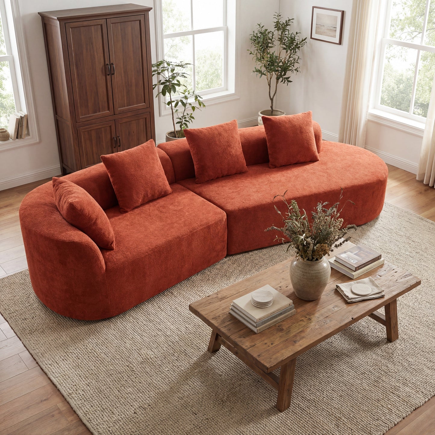 116" Modern Curved Sectional Sofa with Chaise Lounge