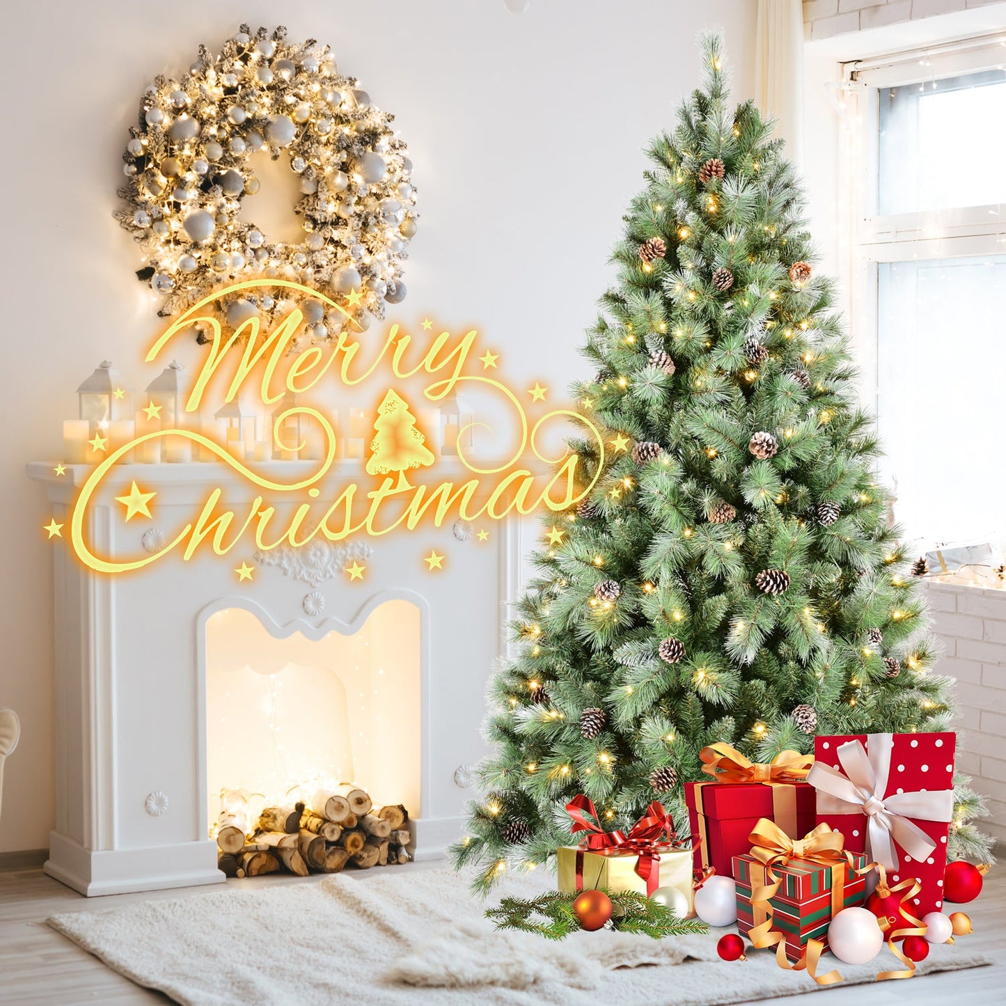 5FT Christmas Tree with 200 Warm Lights