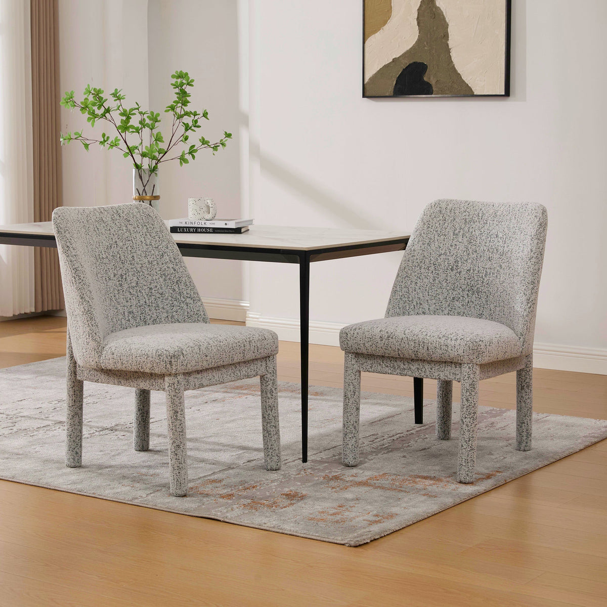 21.46" Wide Modern Minimalist Dining Chair Set Of Two