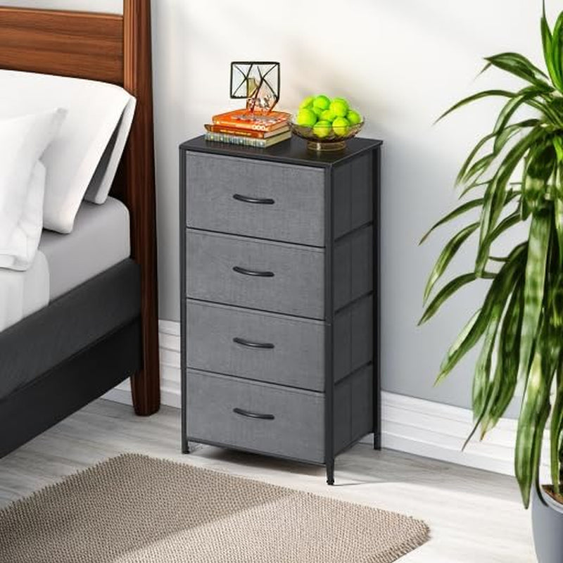 Compact 4 Drawer Dresser Dark Grey For Small Bedrooms
