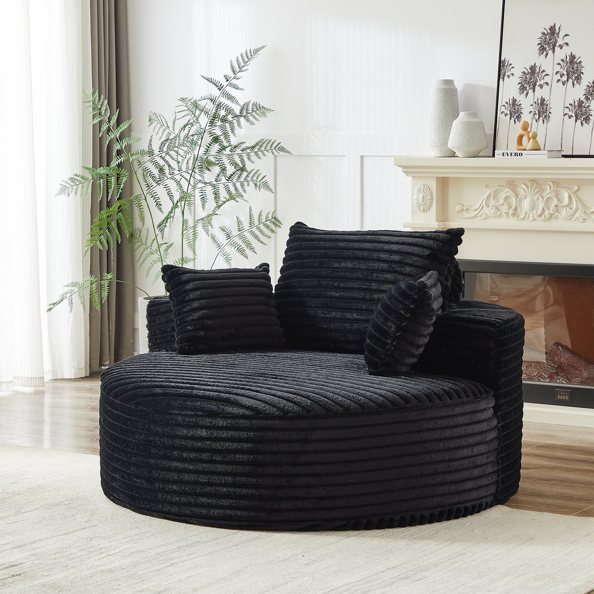Fluffy Modern Corduroy Sponge Sofa - No Assembly Required