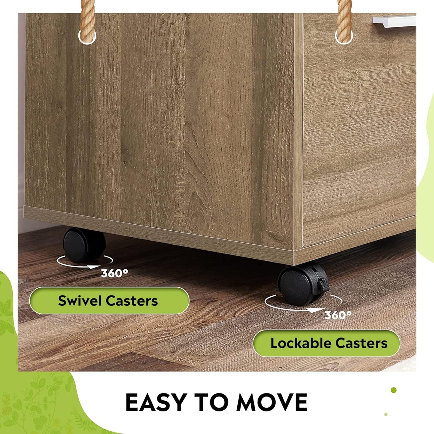 Three Drawer Mobile File Cabinet In Gray Oak With Open Shelves Printer Stand For Home Office