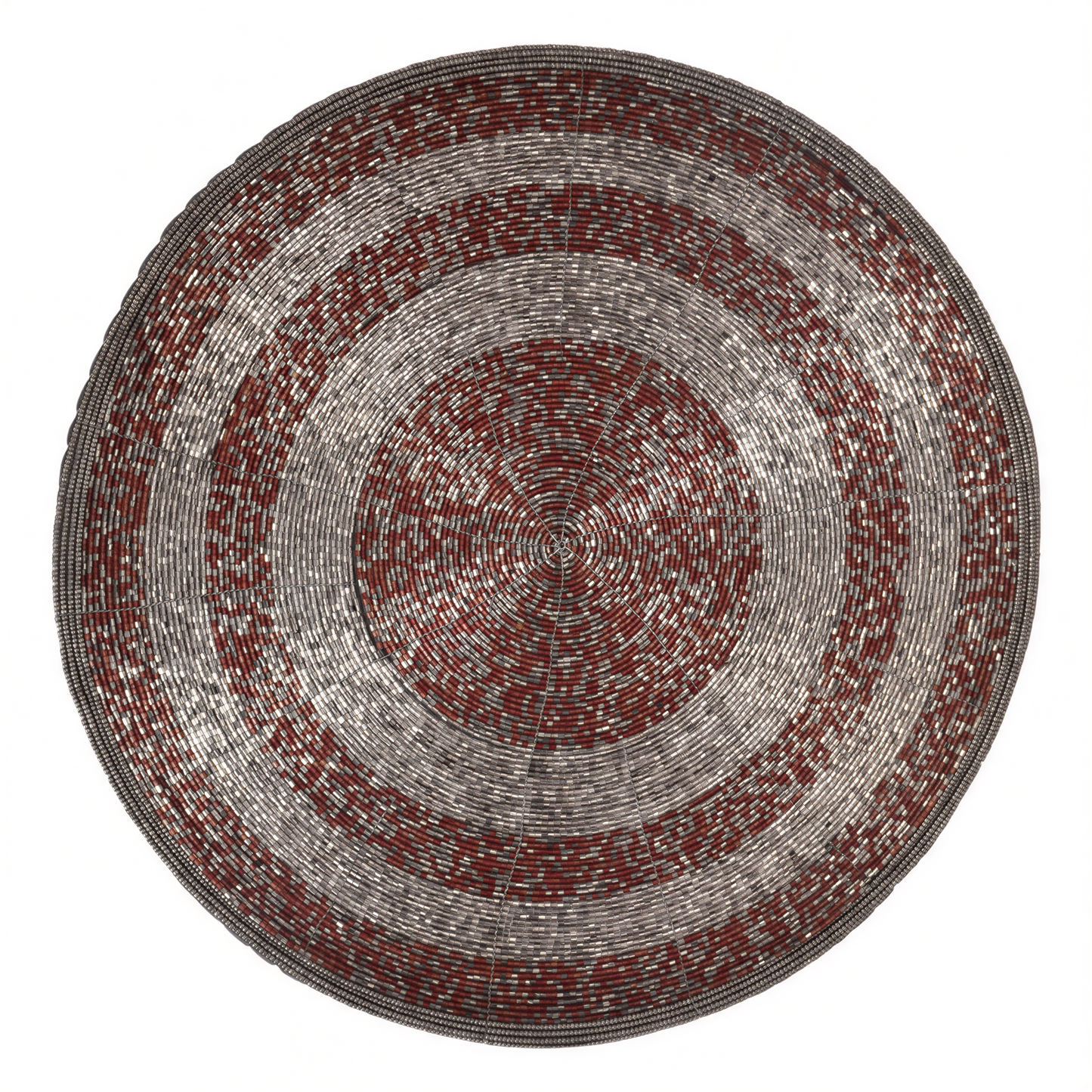 Beaded Placemats – Round Handmade Placemats with Embroidered Glass Beads | 14 Inch