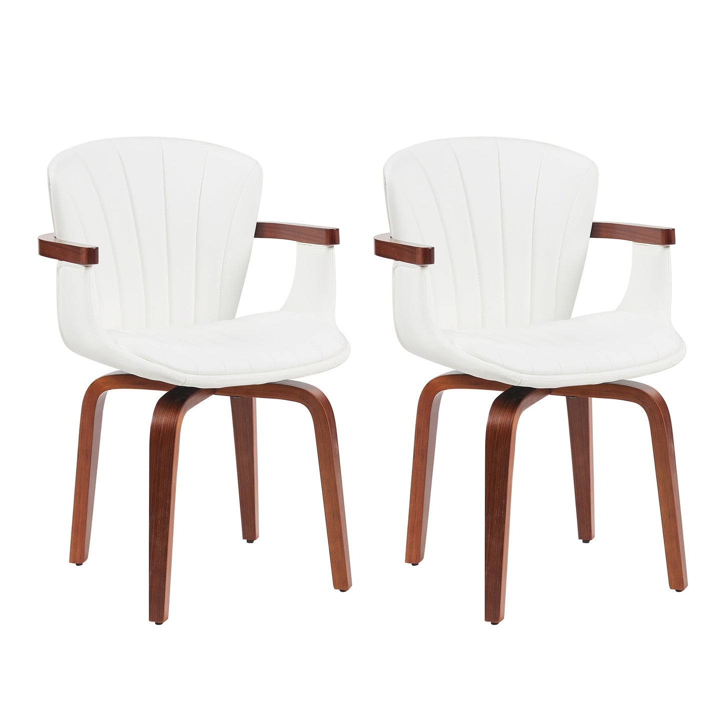 Mid-Century Modern Bentwood Swivel Dining Chairs (Set of 2)