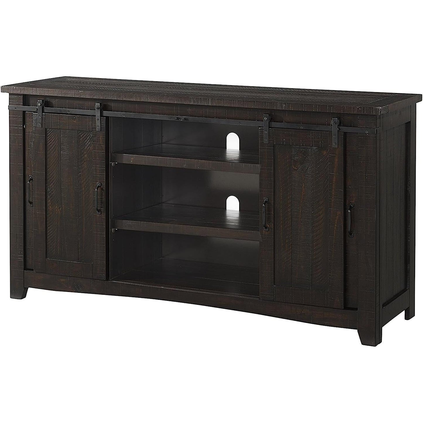 Espresso TV Stand With Sliding Barn Doors Solid Pine