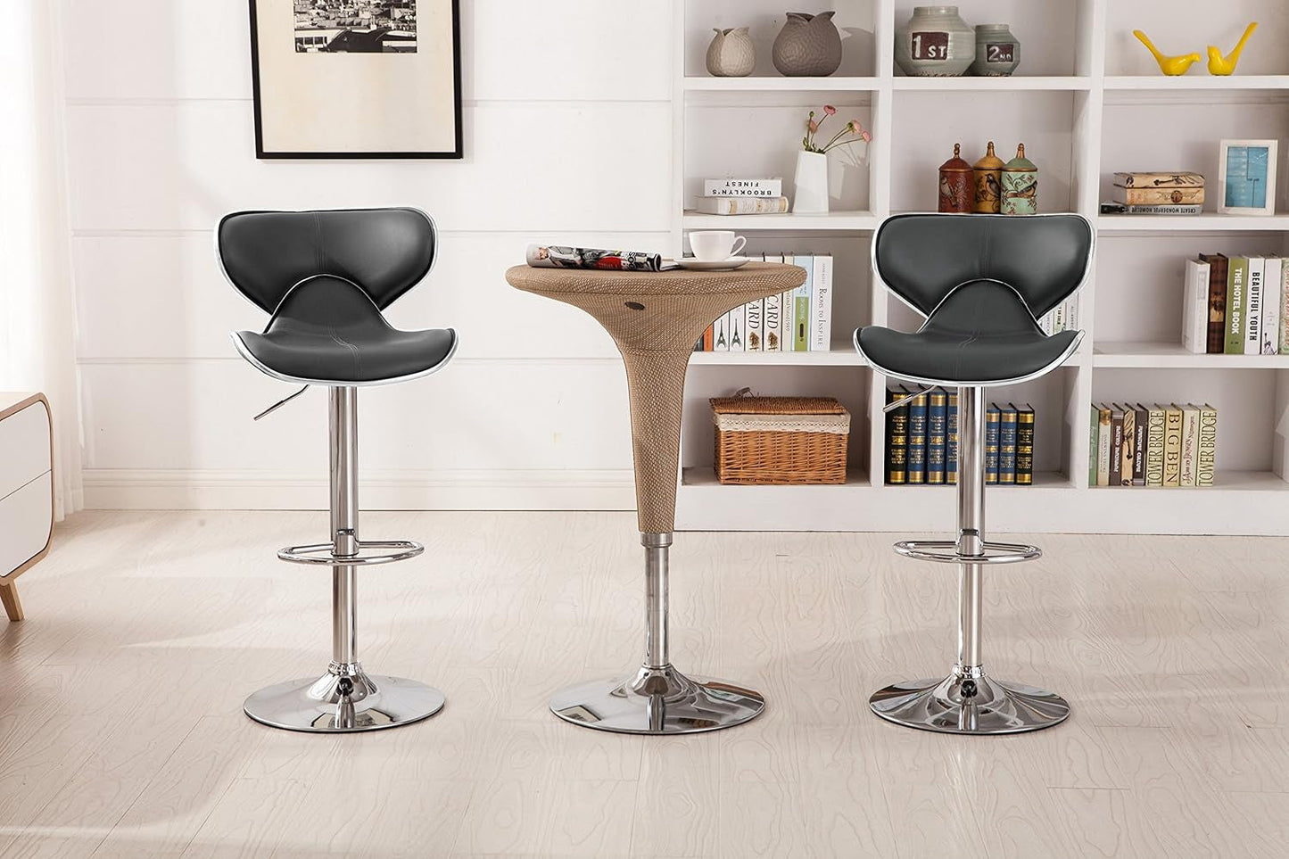 Masaccio Grey Leatherette Airlift Swivel Barstool Set of 2