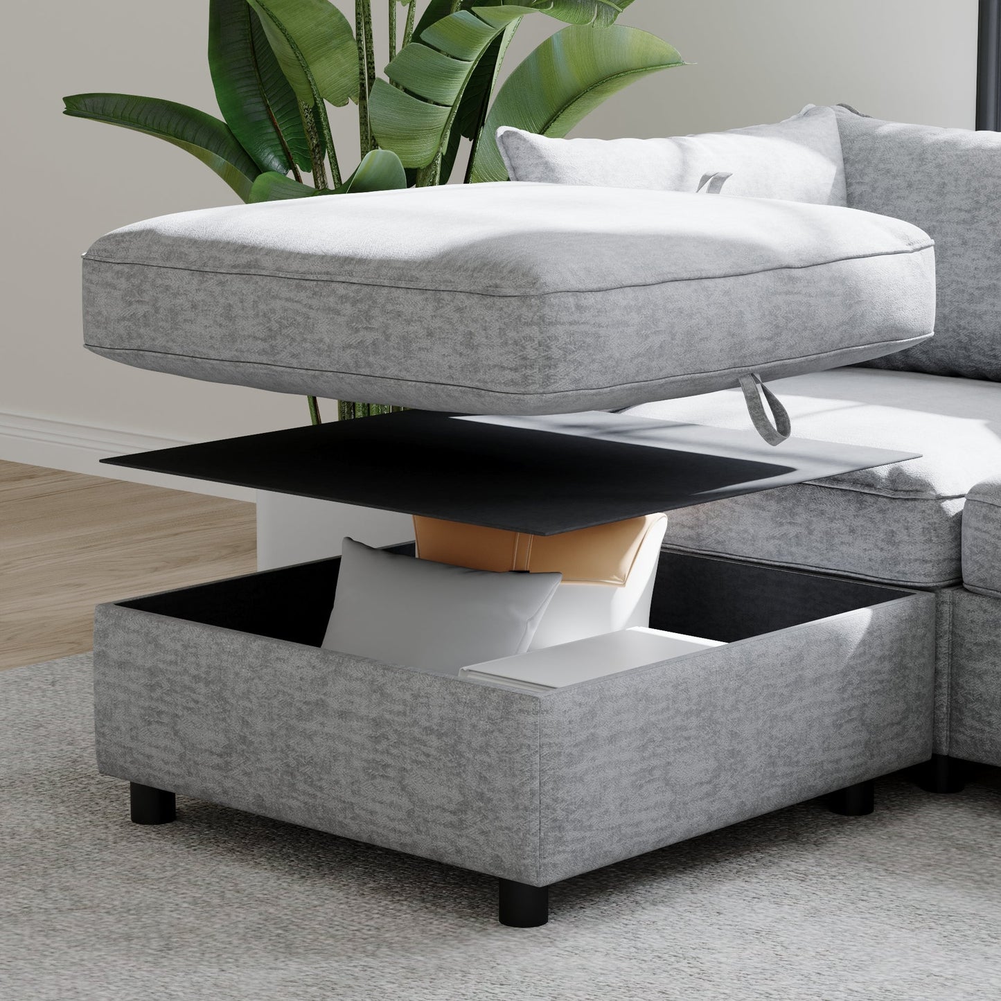 Modular Sectional Sofa, Convertible with Storage