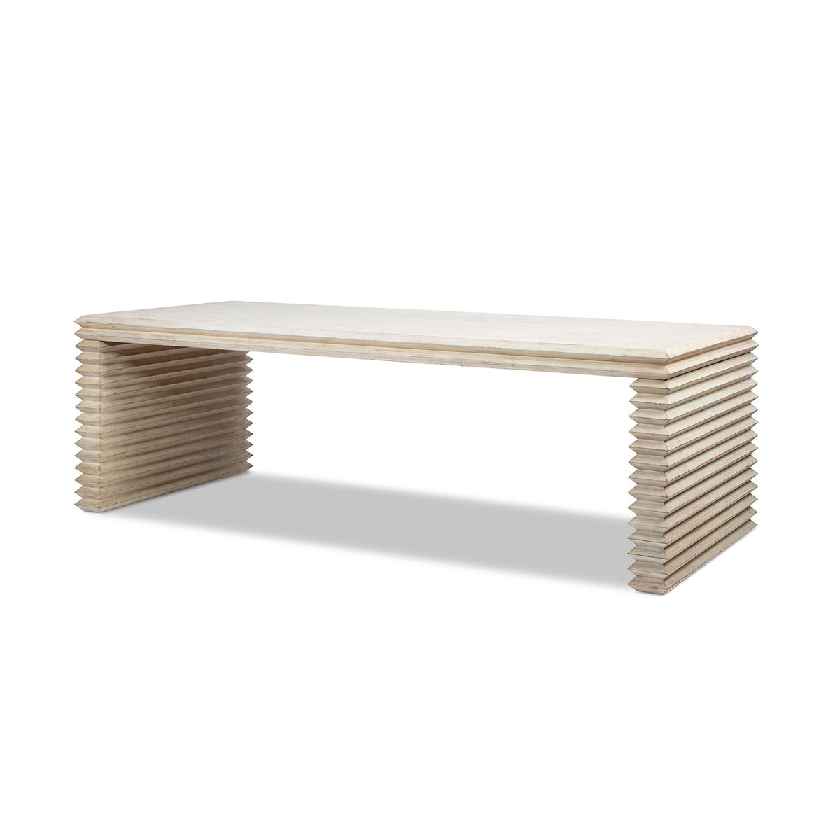 Veda 94" Reclaimed Wood Stacked Geometric Waterfall Dining Table