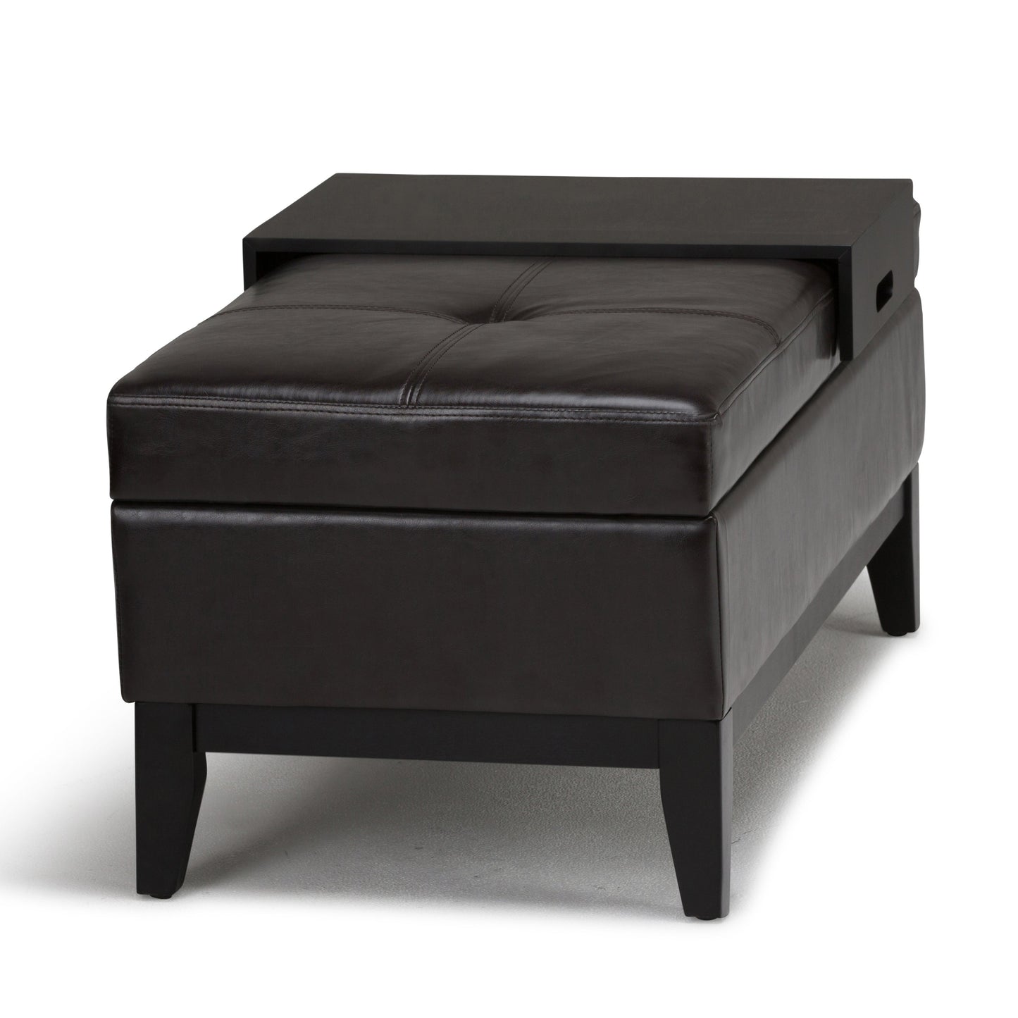 Oregon 42 Inch Wide Storage Ottoman Bench with Tray in Tanners