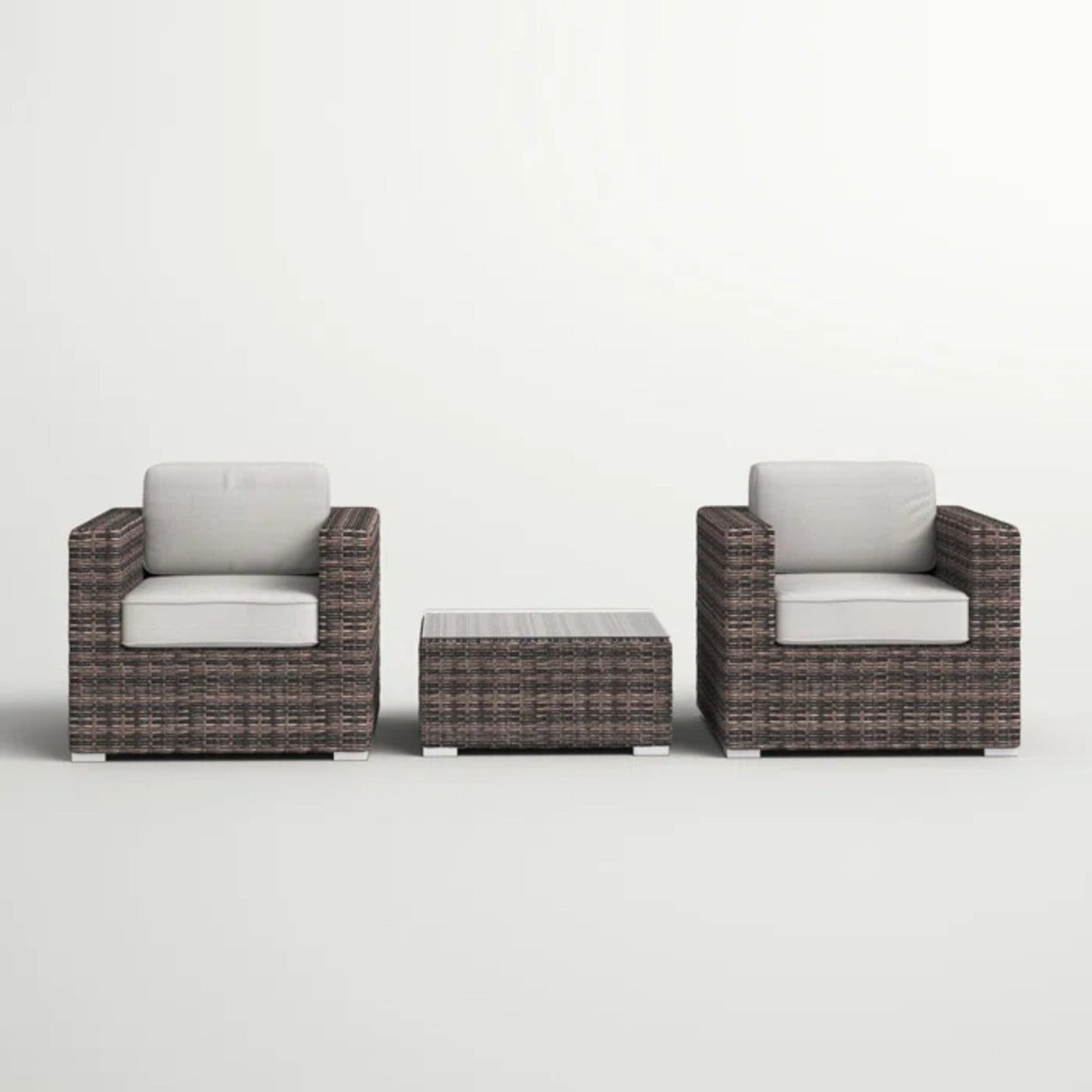 Fully Assembled 2-Person Rattan Wicker Seating Set with Cushions