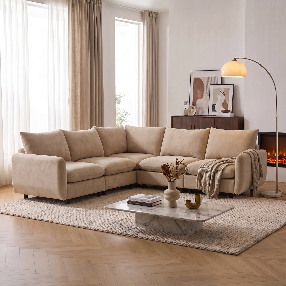 99 in. Oversize 5-Piece L Shaped Modular Sectional Sofa