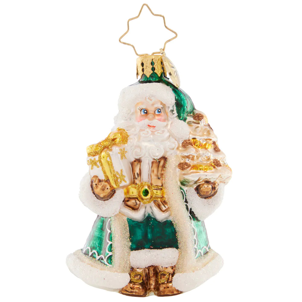 Christopher Radko Little Gem Glass Ornament - Emerald City Santa